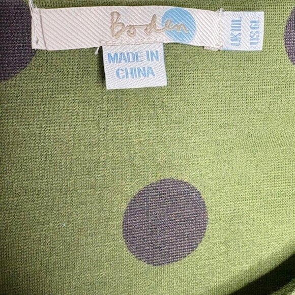 Boden WH278 Joyful Jersey Short Sleeved Polka Dot Dress - Olive/Black - 6L - Picture 7 of 8